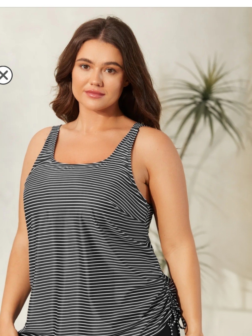 BloomChic Black and White Striped Tankini Top